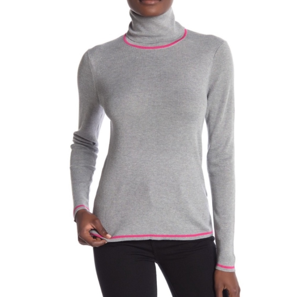 Joe Fresh gray turtleneck with pink stripe details